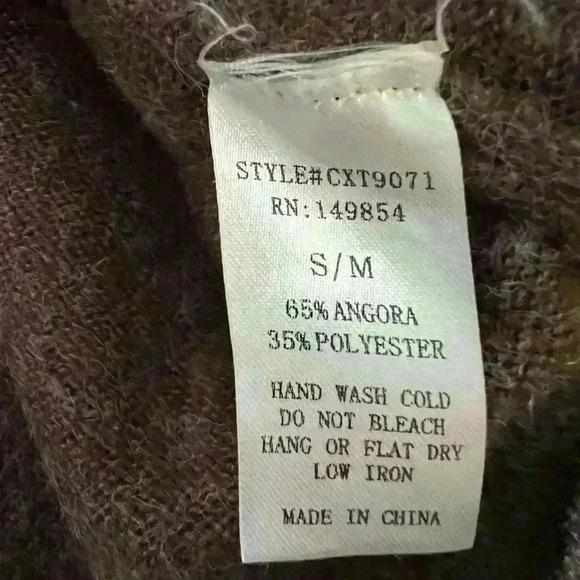 Sadie & Sage angora & polyester s/m sweater, distressed destroyed hem, brown EUC - Picture 4 of 6